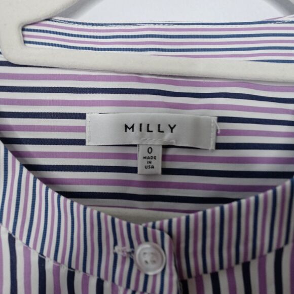 Milly Michelle Bell-Sleeve Striped Shirting Blouse - Picture 8 of 11